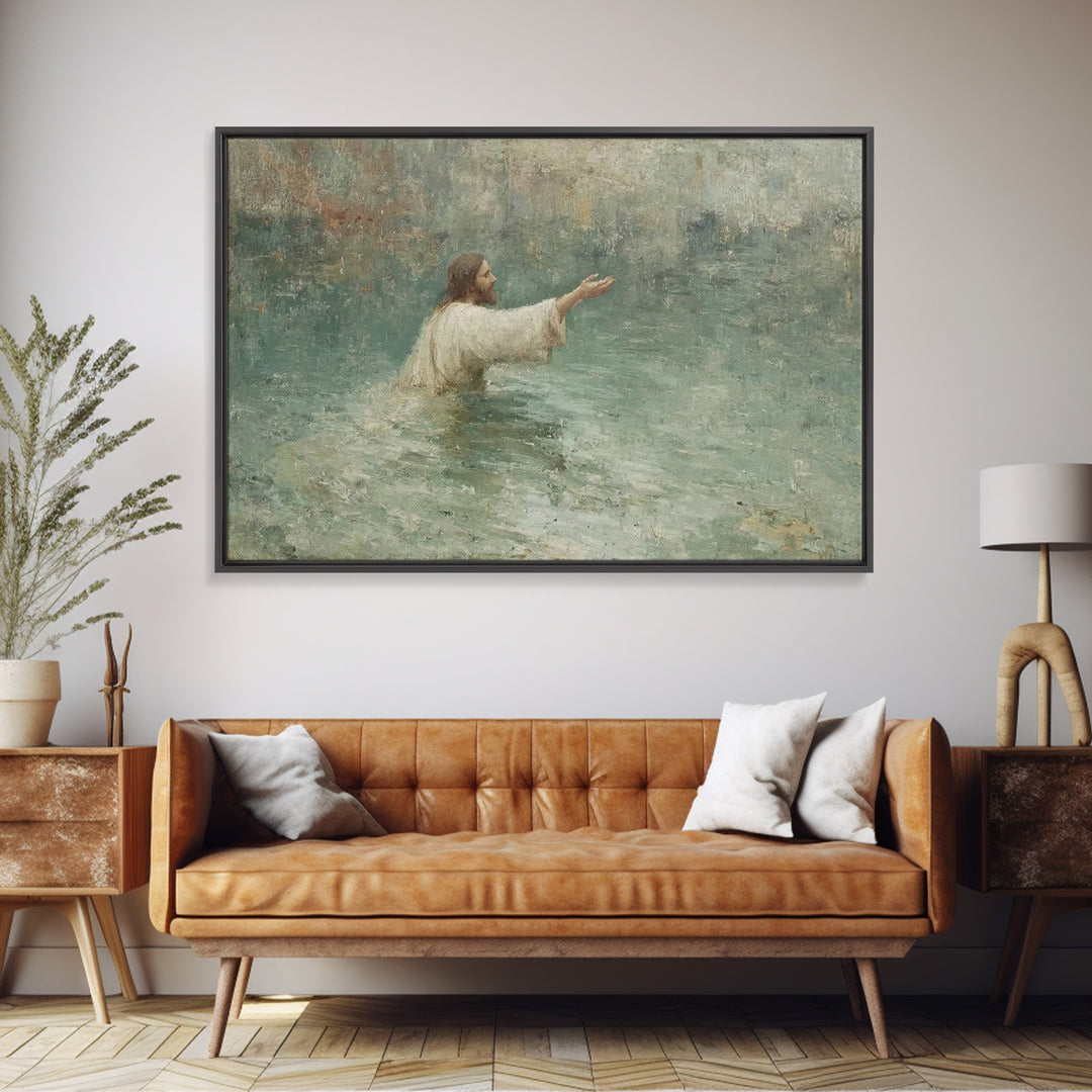 Waters Of Grace – Framed Canvas Print – Christian Art Work – Jesus Painting Canvas – Christian Wall Art – Modern Christian Art – Christian