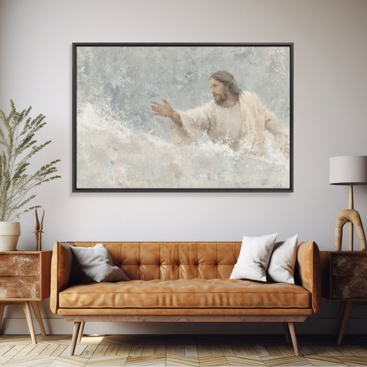 Waves Of Hope, Framed Canvas Print, Jesus Painting, Christian Wall Art, Christian Art Canvas, Large Christian Art, Christian Gift Ideas