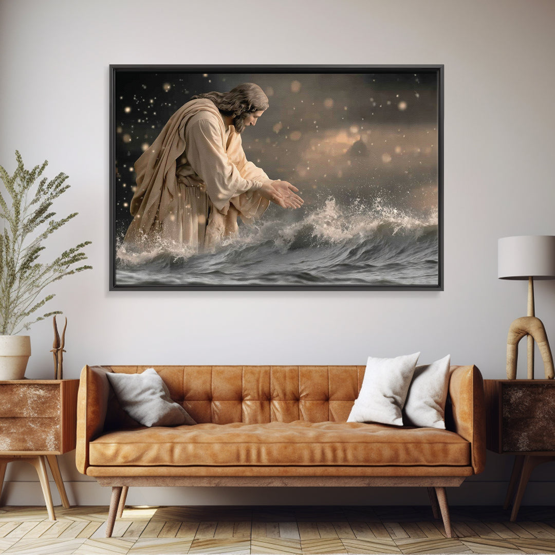 Night Of Peace, Framed Canvas Print, Christian Art Canvas, Jesus Painting, Christian Wall Art, Moody Christian Art, Christian Gift Ideas
