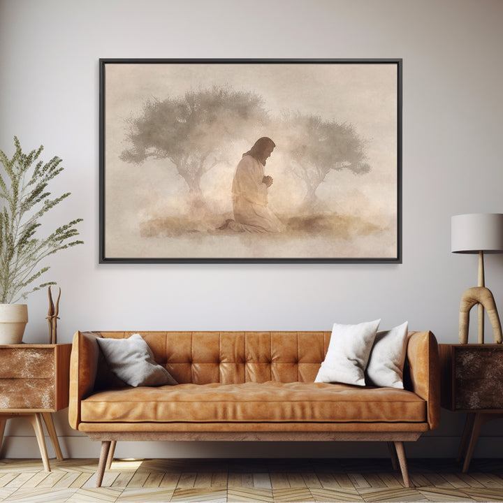 Quiet Supplication, Framed Canvas Print, Christian Art Canvas, Jesus Painting, Christian Wall Art, Subtle Christian Art, Christian Gift Ide