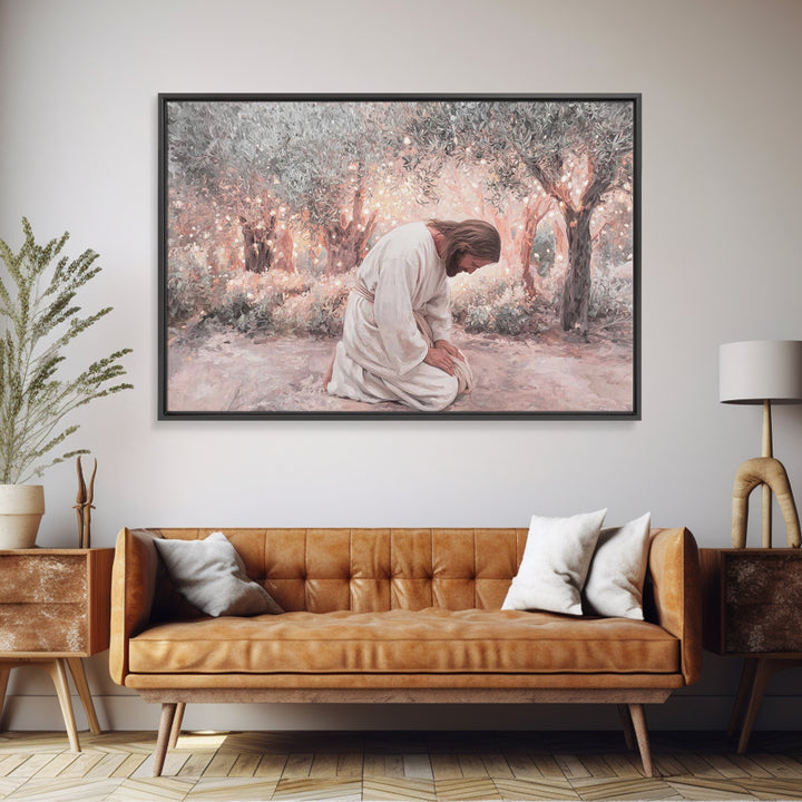 Light In Gethsemane – Framed Canvas Print – Christian Art Canvas – Jesus Painting – Christian Wall Art – Large Christian Art – Christian De