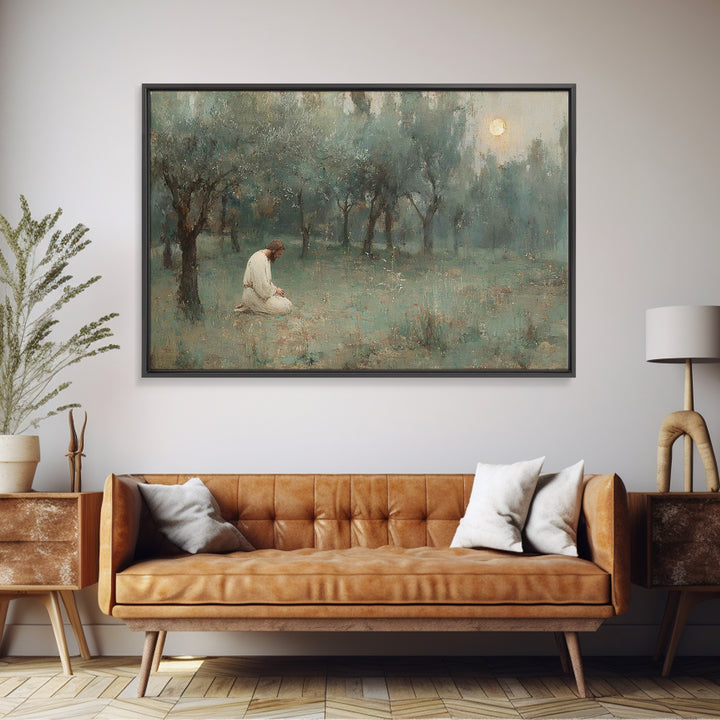 Garden Of Prayer - Framed Canvas Print - Christian Wall Art - Jesus Painting - Christian Art Canvas - Vintage Christian Art