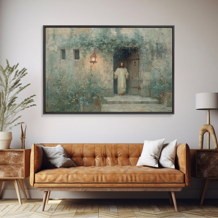 Light Of Welcome - Framed Canvas Print - Christian Wall Art - Modern Christian Art - Jesus Painting - Christian Art Canvas