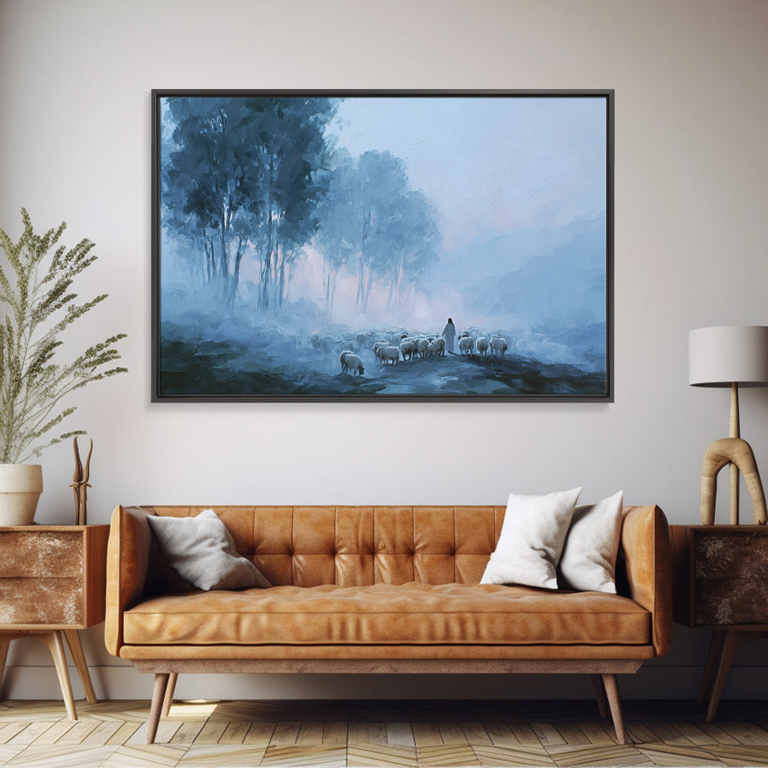 Misty Guidance – Framed Canvas Print – Christian Wall Art – Modern Christian Art – Jesus Painting – Christian Art Canvas