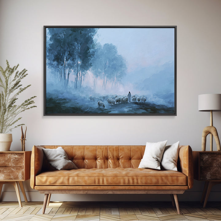 Misty Guidance – Framed Canvas Print – Christian Wall Art – Modern Christian Art – Jesus Painting – Christian Art Canvas