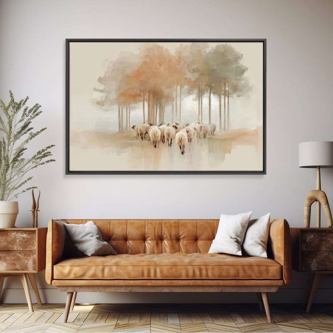 Autumn Flock – Framed Canvas Print – Christian Art Canvas – Christian Art Print – Christian Wall Art – Vintage Christian Art