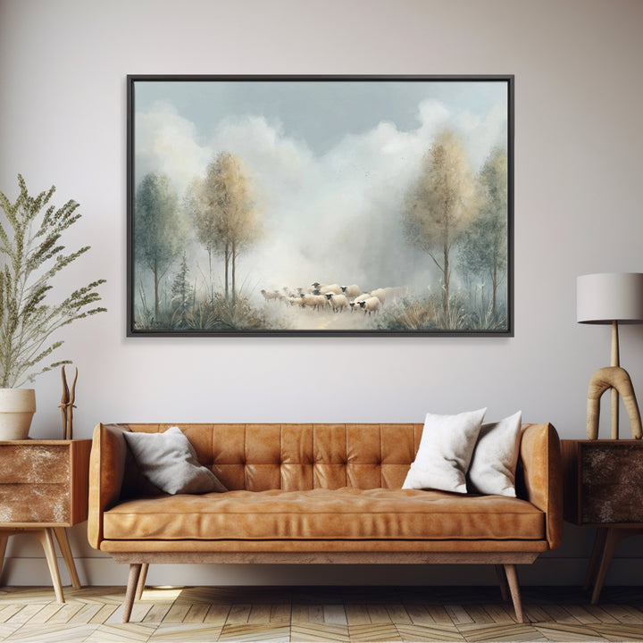 Pasture Stillness – Framed Canvas Print – Christian Wall Art – Christian Art Canvas – Minimalist Christian Art – Christian Painting