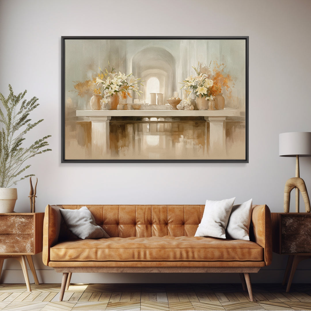Sanctuary Of Lilies – Framed Canvas Print – Christian Decor For Home – Christian Art Prints – Christian Art Canvas – Christian Art Gift – S