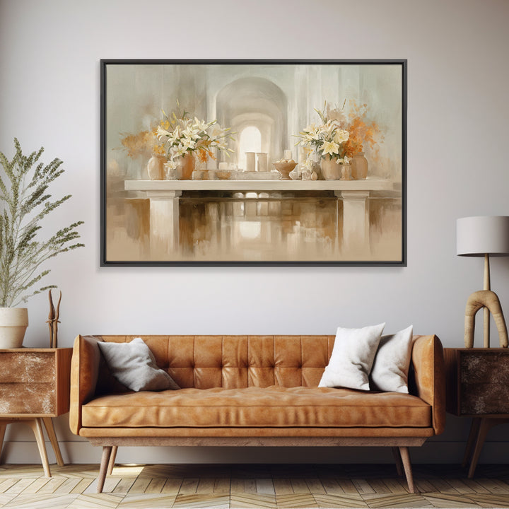 Sanctuary Of Lilies – Framed Canvas Print – Christian Decor For Home – Christian Art Prints – Christian Art Canvas – Christian Art Gift – S
