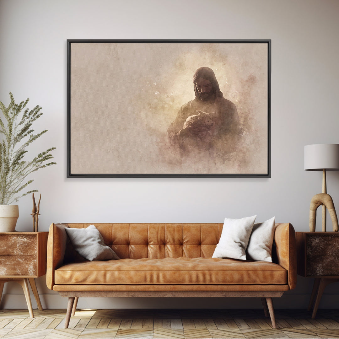 Sacred Night Embrace, Framed Canvas Print, Christian Wall Art, Christian Art Canvas, Jesus Painting, Christmas Art, Christian Christmas Dec