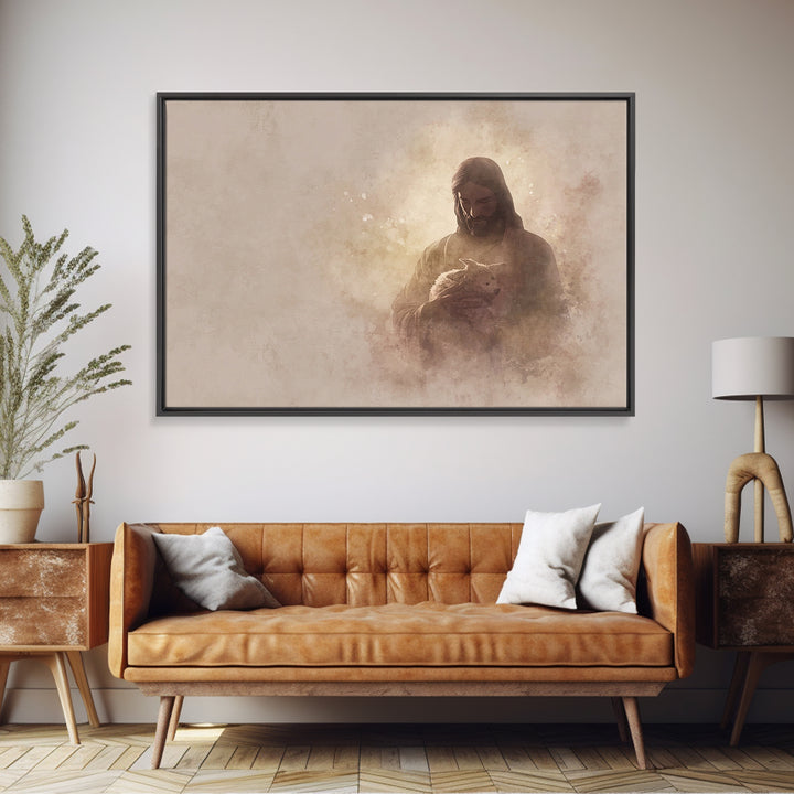 Sacred Night Embrace, Framed Canvas Print, Christian Wall Art, Christian Art Canvas, Jesus Painting, Christmas Art, Christian Christmas Dec