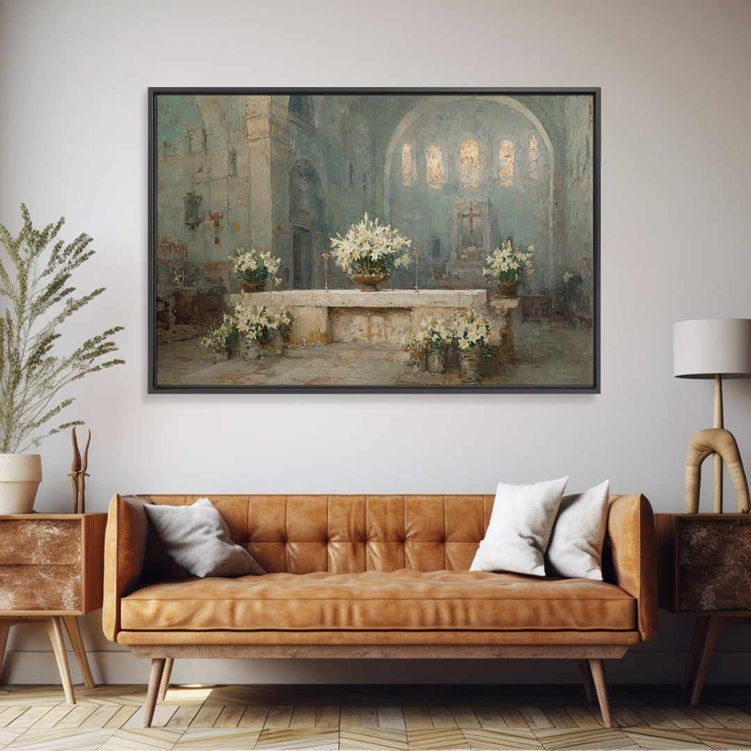 Cathedral White Lilies | Framed Canvas Print | Christian Wall Art | Christian Painting | Framed Christian Art | Christian Art Canvas | Chri