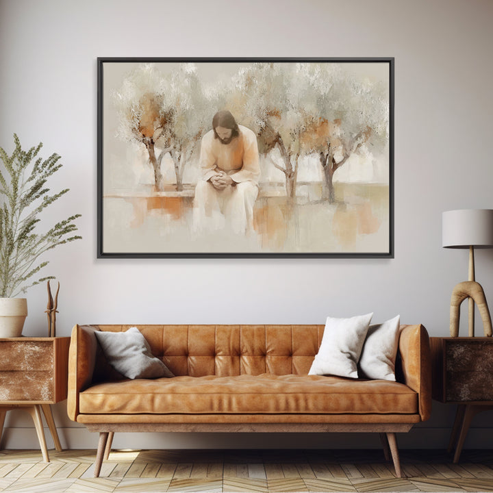 Quiet Garden Prayer – Framed Canvas Print – Christian Wall Art – Christian Art Canvas – Jesus Painting – Christian Art – Christmas Art – Ch
