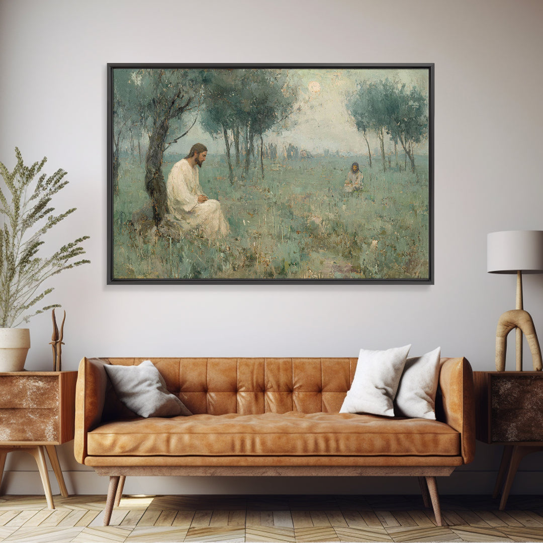 Gethsemane Dawn Peace – Framed Canvas Print – Christian Art – Jesus Painting – Christian Art Canvas – Vintage Christian Art – Christian Wal
