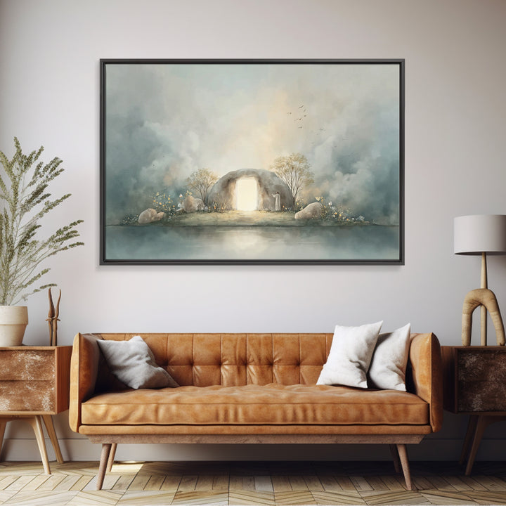 Light Of Resurrection | Framed Canvas Print | Christian Art Canvas | Easter Art | Christian Wall Art | Christian Decor | Jesus Painting | C