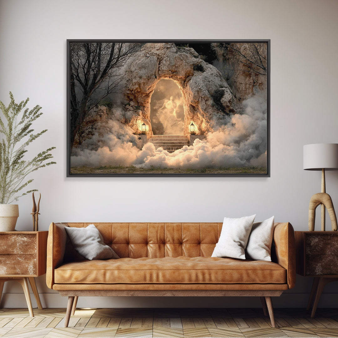 Risen Glory Path, Framed Canvas Print, Christian Art Canvas, Christian Wall Art, Easter Art, Christian Decor, Jesus Painting, Christian Gif