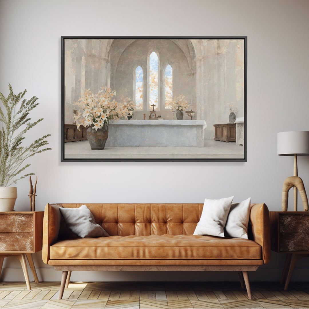 Light Of Grace Altar, Framed Canvas Print, Christian Art Canvas, Christian Wall Art, Christian Art Work, Minimalist Christian Art, Christia