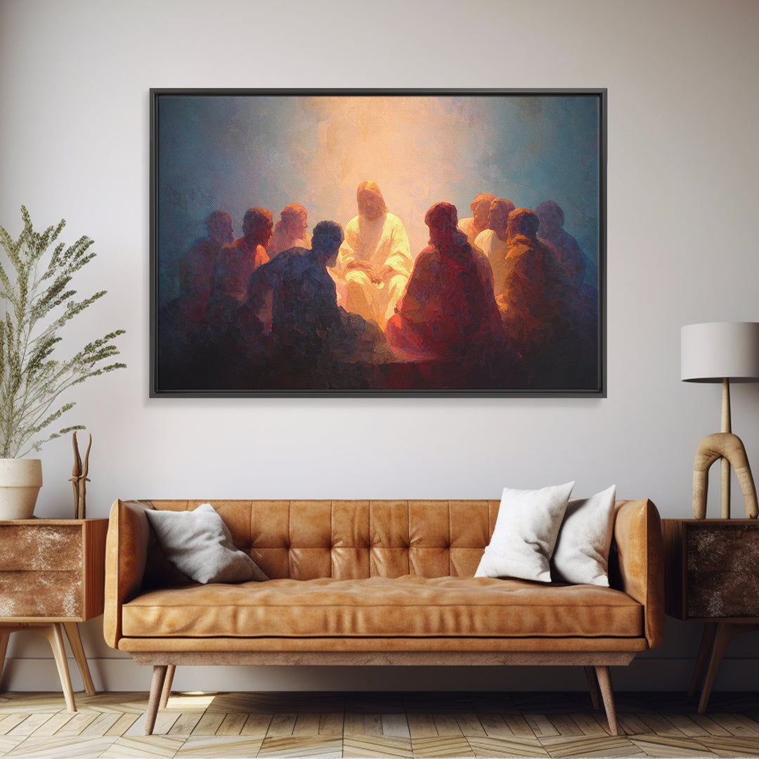 Eternal Gathering, Framed Canvas Print, Christian Art Canvas, Jesus Painting, Christian Wall Art, Christmas Art Prints, Modern Christian Ar
