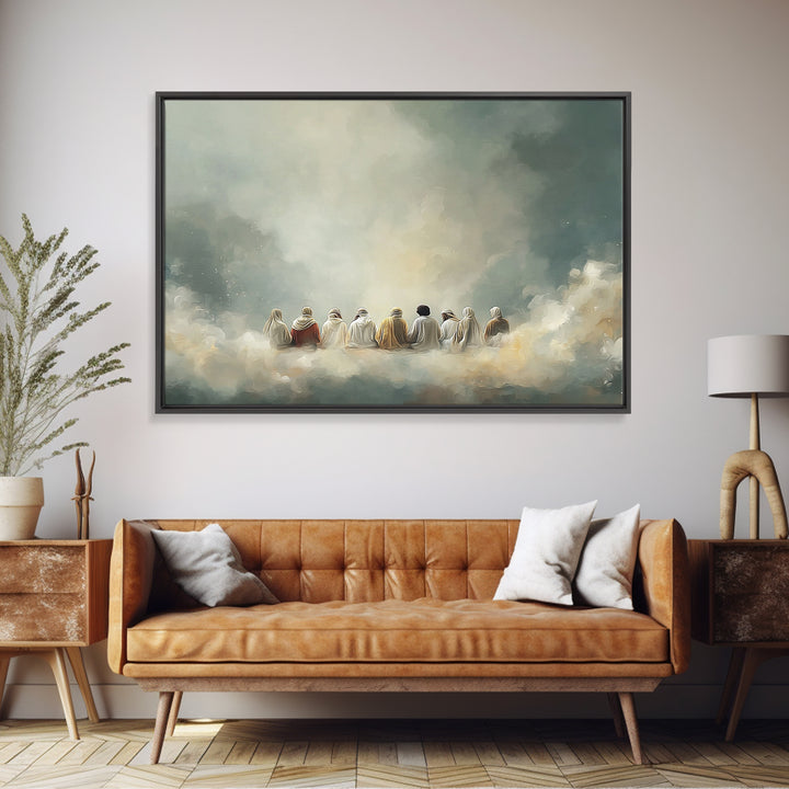 Cloudside Fellowship, Framed Canvas Print, Christian Art Print, Jesus Painting, Christian Wall Art, Large Christian Painting, Christmas Art