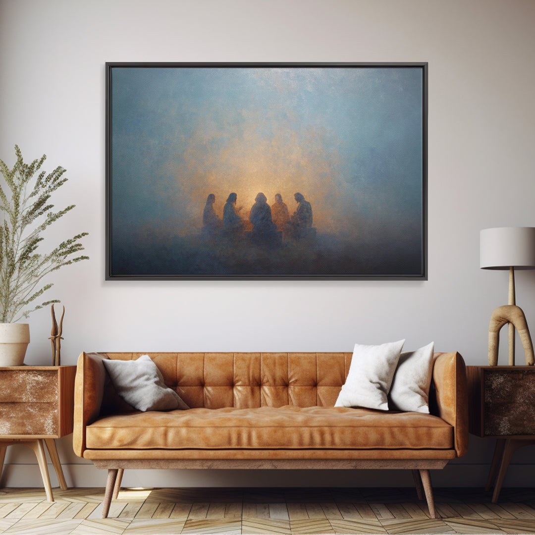 Sacred Assembly - Framed Canvas Print - Christian Art Canvas - Jesus Painting - Christian Wall Art - Moody Christian Art - Christmas Art Pr