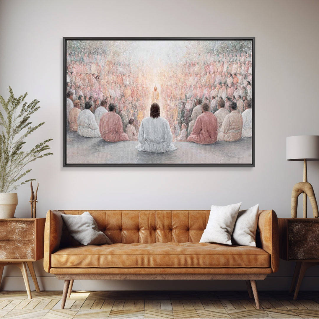 Radiant Discourse, Framed Canvas Print, Christian Wall Art, Jesus Painting, Christian Art Canvas, Modern Christian Painting, Christian Deco