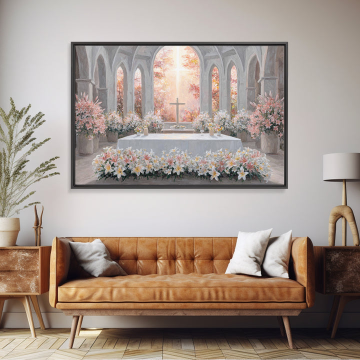 Blooming Chapel Peace – Framed Canvas Print – Christian Wall Art – Christian Christmas Art – Christian Art Canvas – Modern Christian Painti