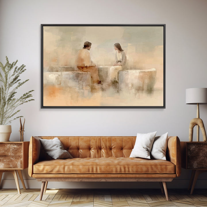 Living Water Grace – Framed Canvas Print – Christian Wall Art – Jesus Painting – Christian Art Canvas – Minimalist Christian Art – Christia