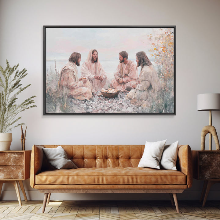 Shoreline Fellowship, Framed Canvas Print, Christian Art Canvas, Jesus Painting, Christian Wall Art, Christian Paintings, Modern Christian
