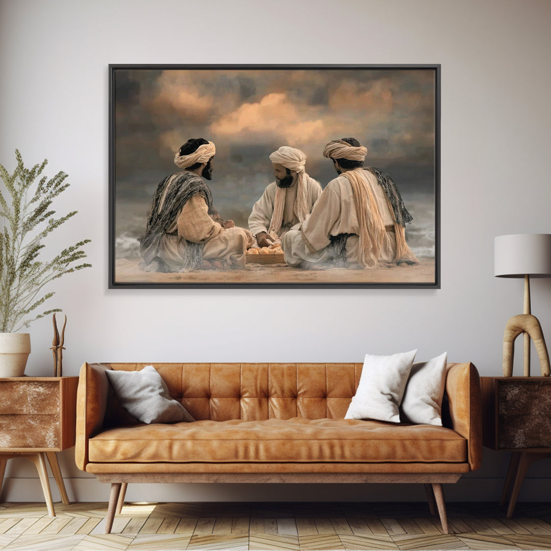 Bread At Dawn | Framed Canvas Print | Christian Art Canvas | Jesus Painting | Christian Wall Art | Moody Christian Art | Christian Art Prin