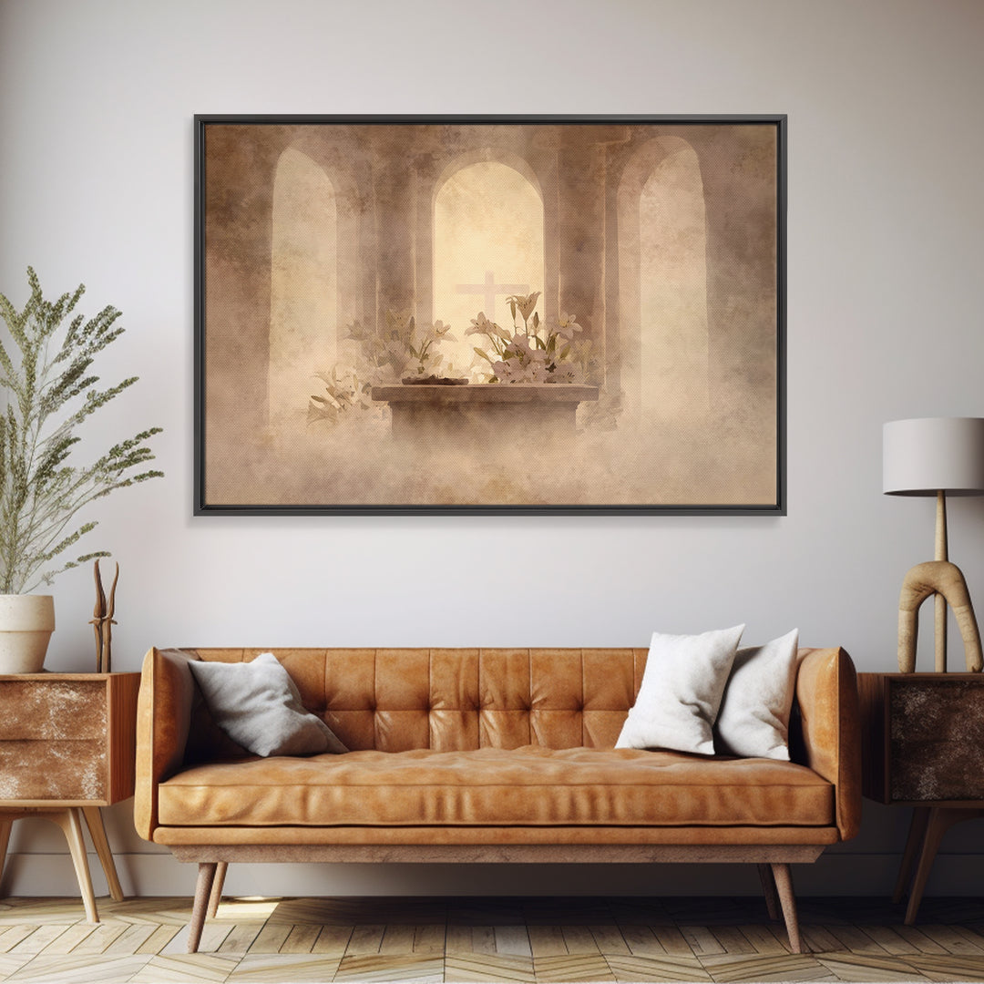 Hushed Chapel Reverence | Framed Canvas Print | Christian Wall Art | Subtle Christian Art | Christian Art Print | Christian Decor For Home