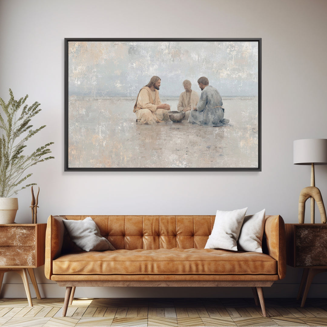 Table Of Peace – Framed Canvas Print – Christian Wall Art – Jesus Painting – Christian Art Print – Moody Christmas Art – Christian Christma