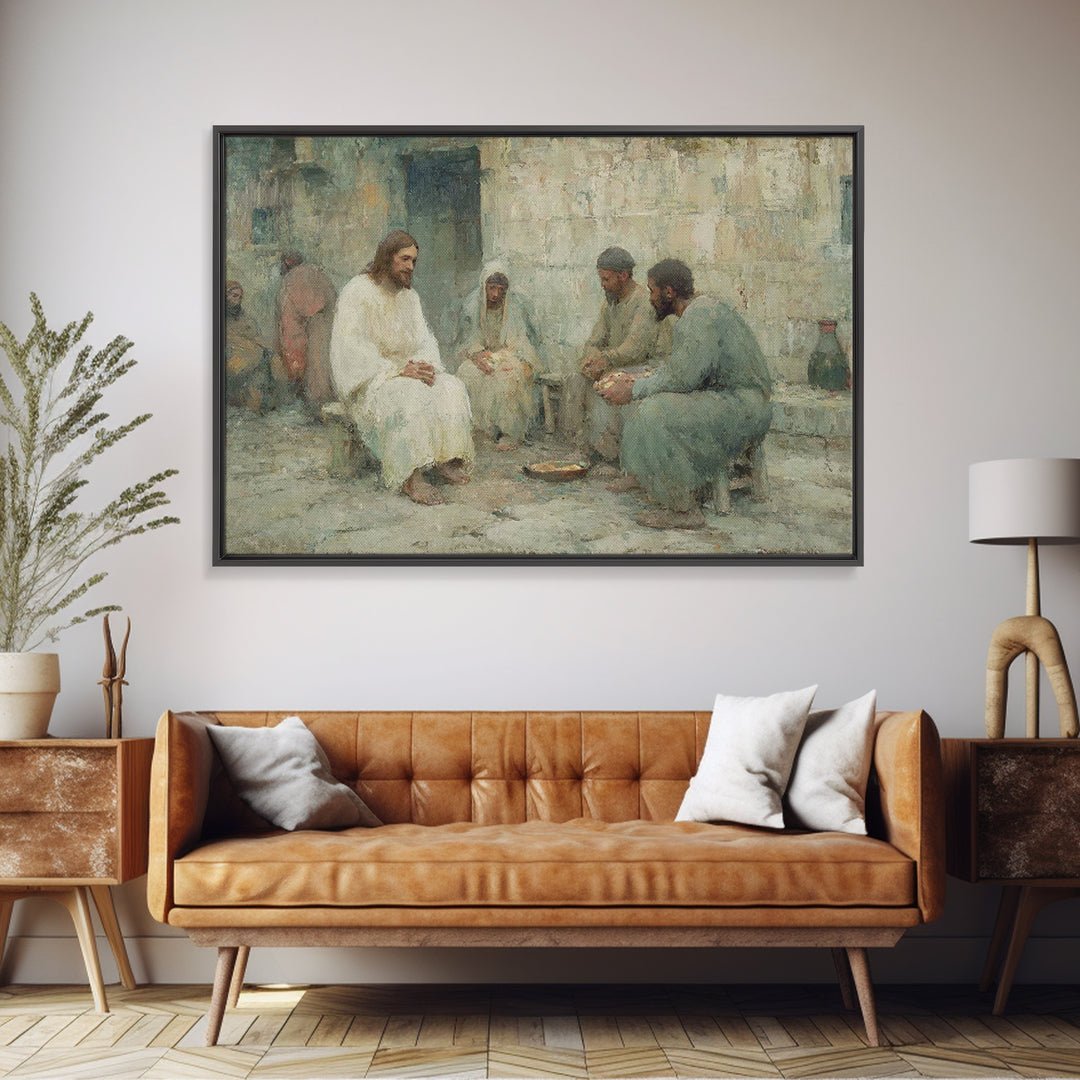 Shore Of Mercy – Framed Canvas Print – Christian Art Print – Christian Wall Art – Jesus Painting – Vintage Christian Art – Christian Christ