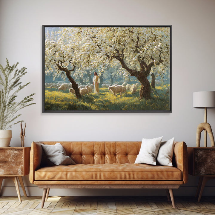 Shepherd’s Calm – Framed Canvas Print – Christian Christmas Art – Christian Wall Art – Jesus Painting – Christian Art Canvas – Christmas TV