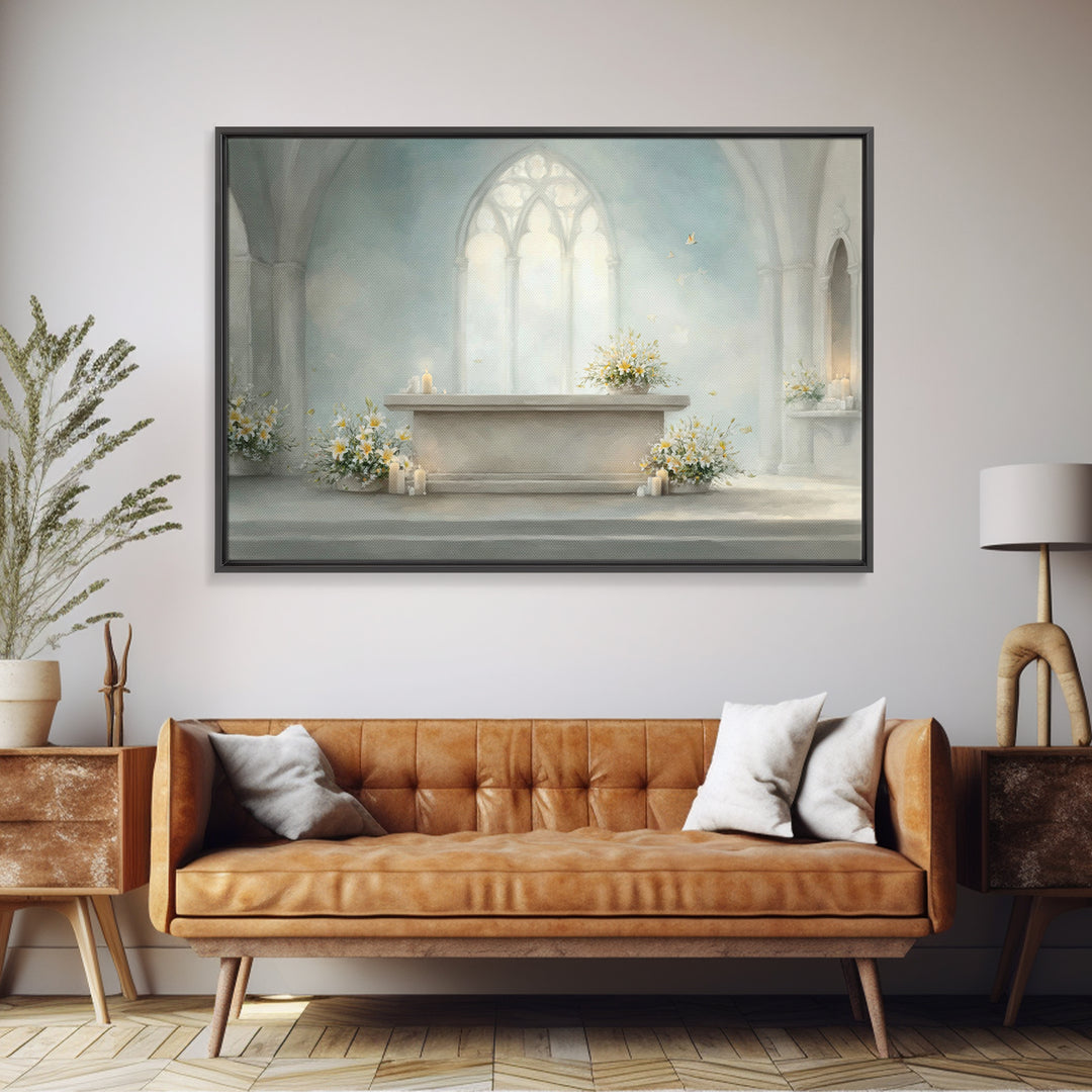 Sanctuary Of Light – Framed Canvas Print – Christian Wall Art – Christian Art Canvas – Jesus Painting – Christian Decor – Christmas Art