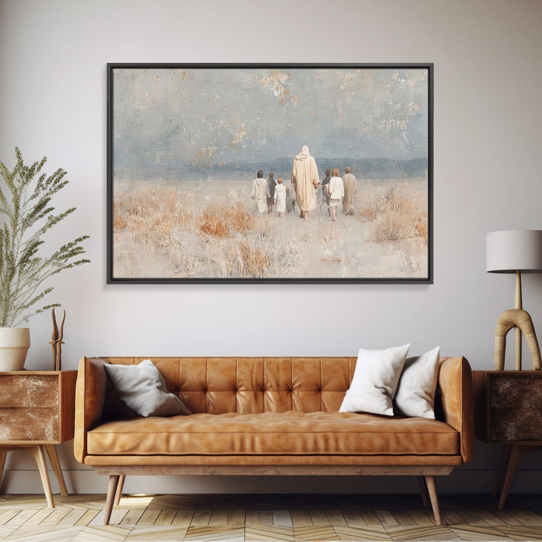Guiding Shepherd – Framed Canvas Print – Christian Wall Art – Jesus Painting – Christian Art Canvas – Christian Decor – Christian Gift