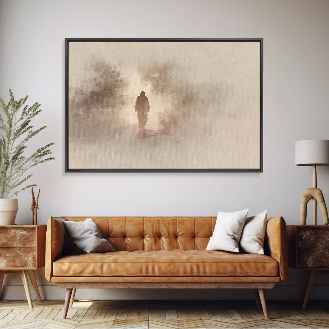 Silent Redeemer, Framed Canvas Print, Christian Art Canvas, Christian Wall Art, Jesus Painting, Minimalist Christian Art