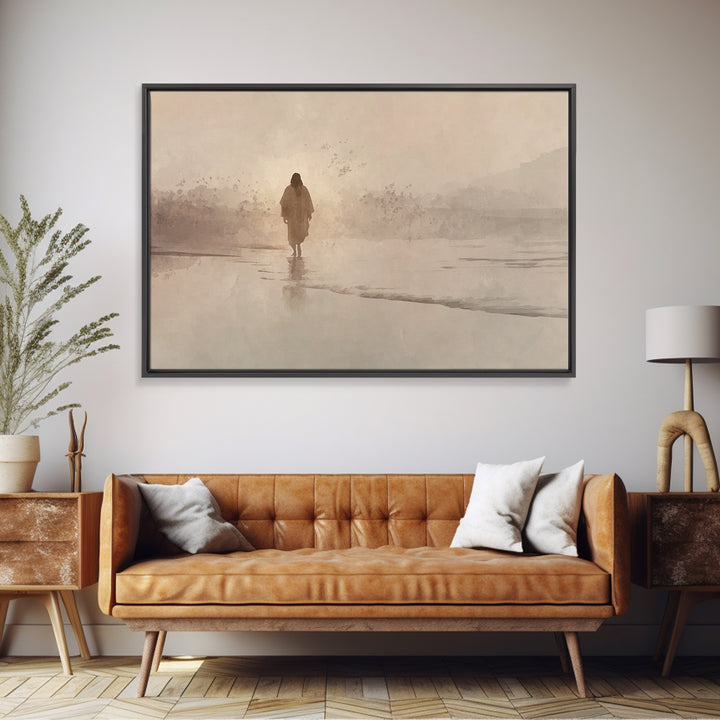 Desert Dawn Peace, Framed Canvas Print, Christian Art Canvas, Jesus Painting, Christian Wall Art, Subtle Christian Art, Christian Christmas