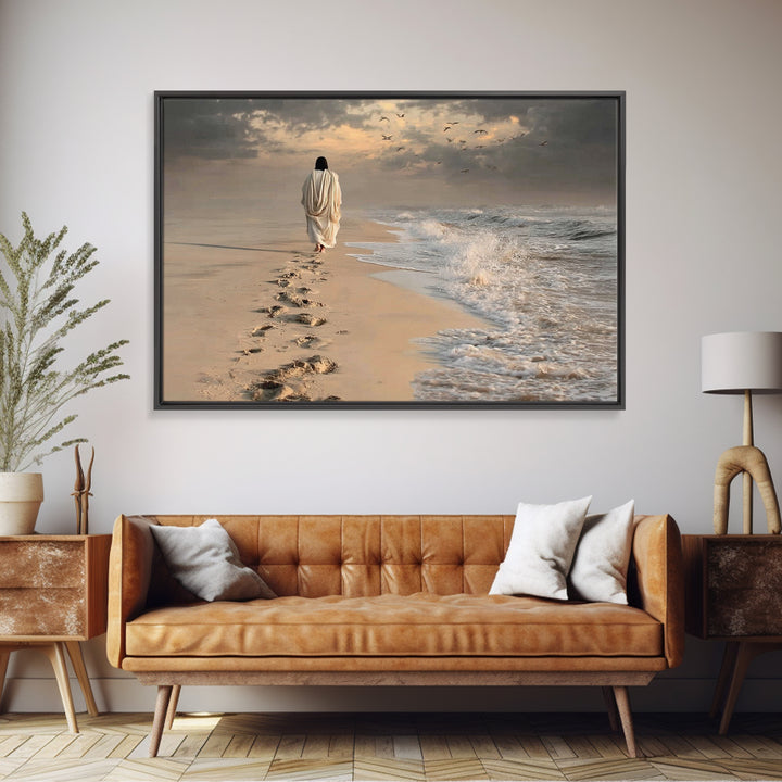 Waves Of Promise | Framed Canvas Print | Jesus Painting | Christian Wall Art | Christian Art Canvas | Large Christian Painting | Christian