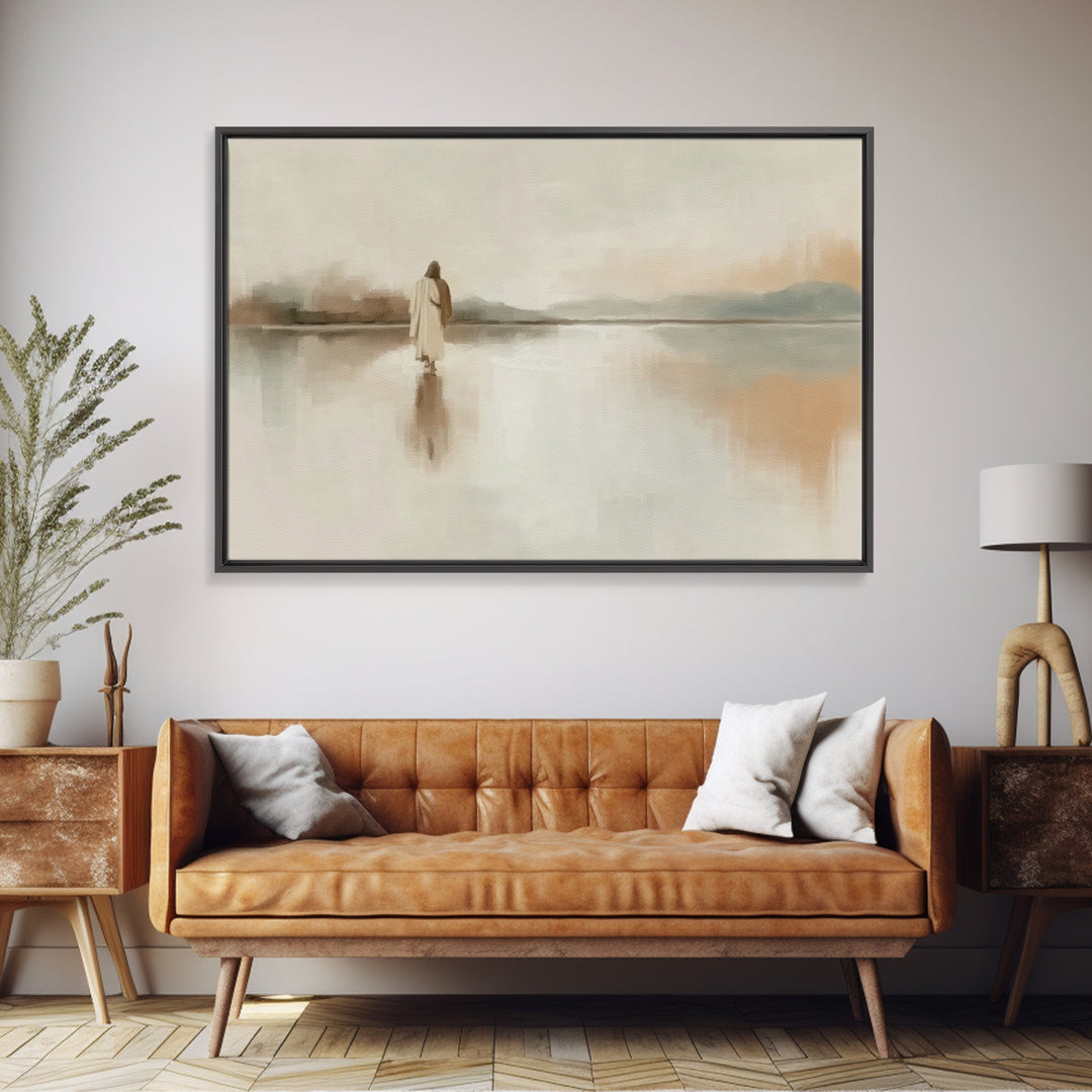 Quiet Lands Promise, Framed Canvas Print, Christian Art Work, Christian Wall Art, Jesus Painting, Minimalist Christian Art, Christian Gift