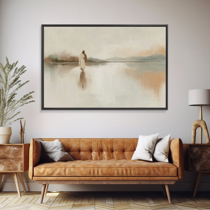 Quiet Lands Promise, Framed Canvas Print, Christian Art Work, Christian Wall Art, Jesus Painting, Minimalist Christian Art, Christian Gift