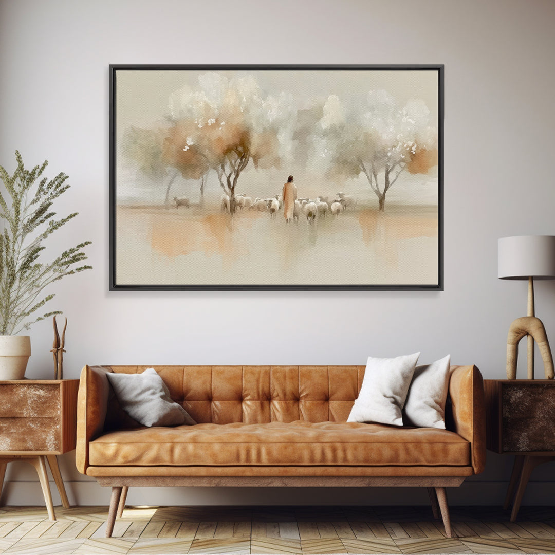 Orchard Of Peace | Framed Canvas Print | Jesus Painting | Christian Art Canvas | Christian Wall Art | Moody Christian Art | Christian Gift