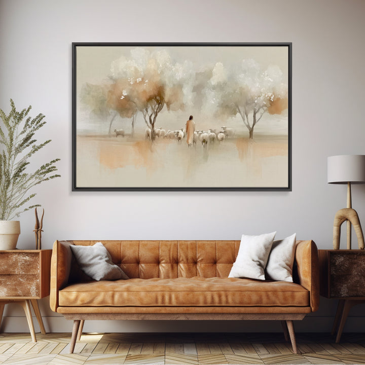 Orchard Of Peace | Framed Canvas Print | Jesus Painting | Christian Art Canvas | Christian Wall Art | Moody Christian Art | Christian Gift