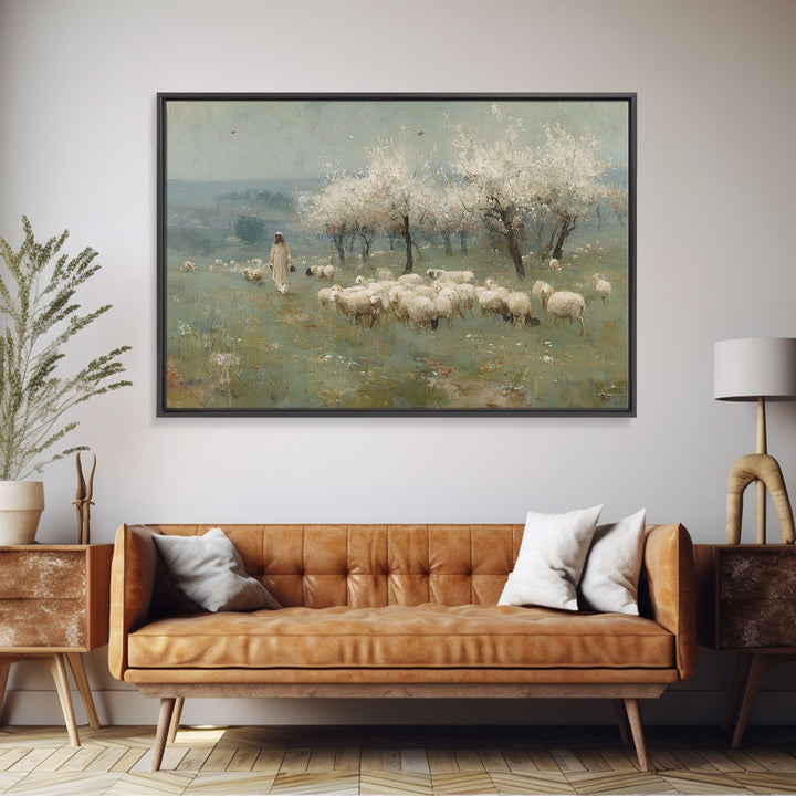 Radiant Shepherd Walk – Framed Canvas Print – Christian Art Canvas – Jesus Painting – Christian Wall Art – Christian Gift Ideas – Modern Ch