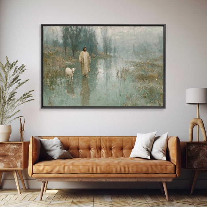 Quiet Meadow Light | Framed Canvas Print | Christian Art Canvas | Jesus Painting | Moody Christian Art | Christian Wall Art
