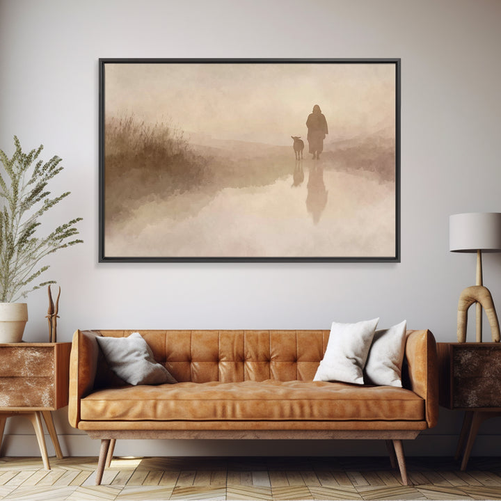 Calm Horizon Grace | Framed Canvas Print | Christian Wall Art | Christian Art Canvas | Minimalist Christian Art | Jesus Painting