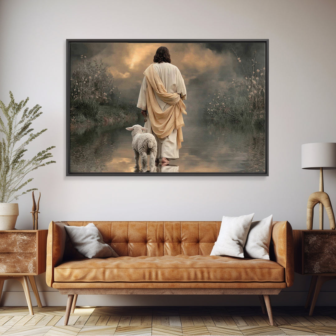 Silent Valley Path, Framed Canvas Print, Christian Art Canvas, Jesus Painting, Christian Wall Art, Unique Christian Art