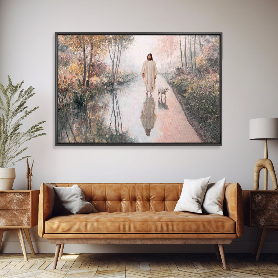 Evening Light Guide - Framed Canvas Print - Jesus Painting - Christian Art Canvas - Christian Wall Art - Moody Christian Art