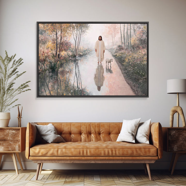 Evening Light Guide - Framed Canvas Print - Jesus Painting - Christian Art Canvas - Christian Wall Art - Moody Christian Art
