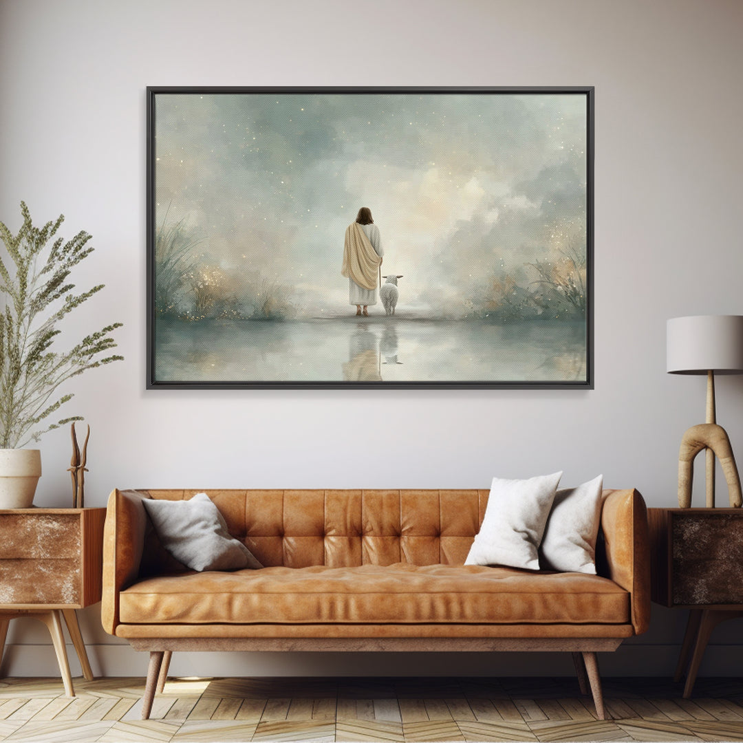 Heaven’s Gentle Shore – Framed Canvas Print – Christian Wall Art – Jesus Painting – Christian Art Canvas – Subtle Christian Art