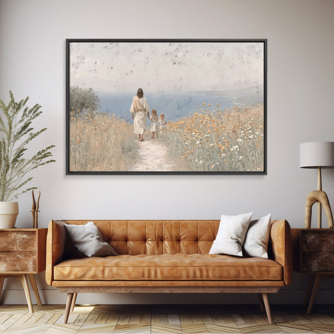 Path Of Grace, Framed Canvas Print, Christian Wall Art, Christian Art Canvas, Jesus Painting, Minimalist Christian Art